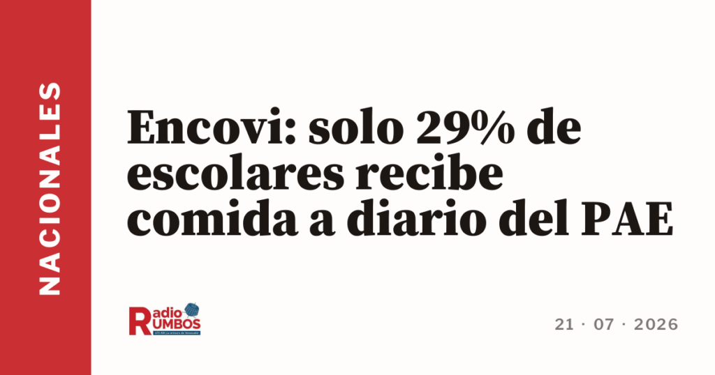 Encovi: solo 29% de escolares recibe comida a diario del PAE