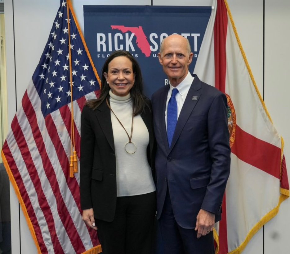 Senador Rick Scott pide que María Corina regrese a Venezuela
