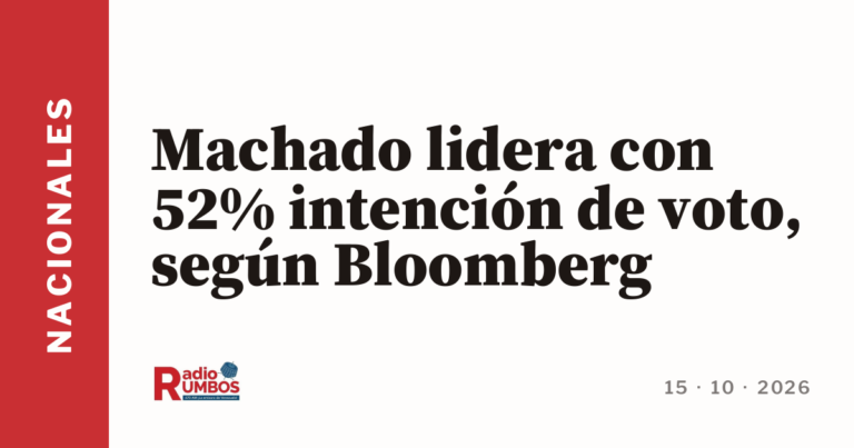 Machado lidera con 52% intención de voto, según Bloomberg