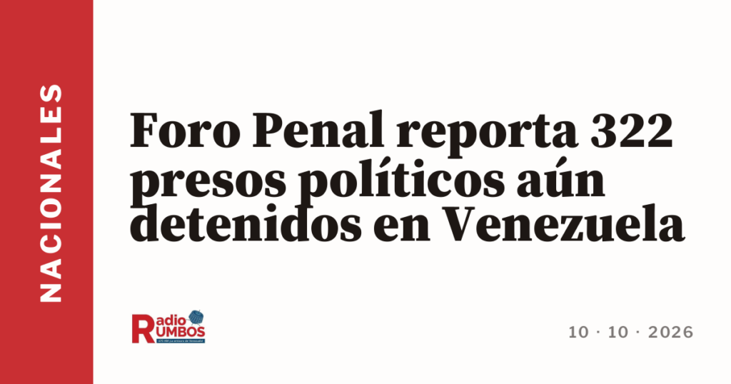 Foro Penal reporta 322 presos políticos aún detenidos en Venezuela